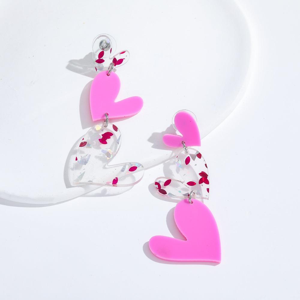 Sweet Personality Mirror-like Acrylic Heart-shaped Pendant Dangle Earrings for Women Romantic Valentine's Day Gift Korea Jewelry