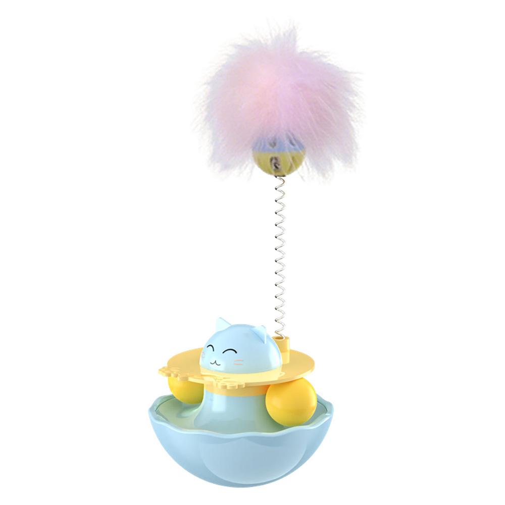 

Cat Toy Tumbler Teaser Wand - Feather & Catnip Ball, Self-Playing Interactive Toy for Kittens, Molar Teeth Care,