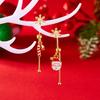 Elegant Asymmetric Christmas Earrings Rhinestones Tassels Dangle Jewelry For Women Holiday Gift Party Accessories