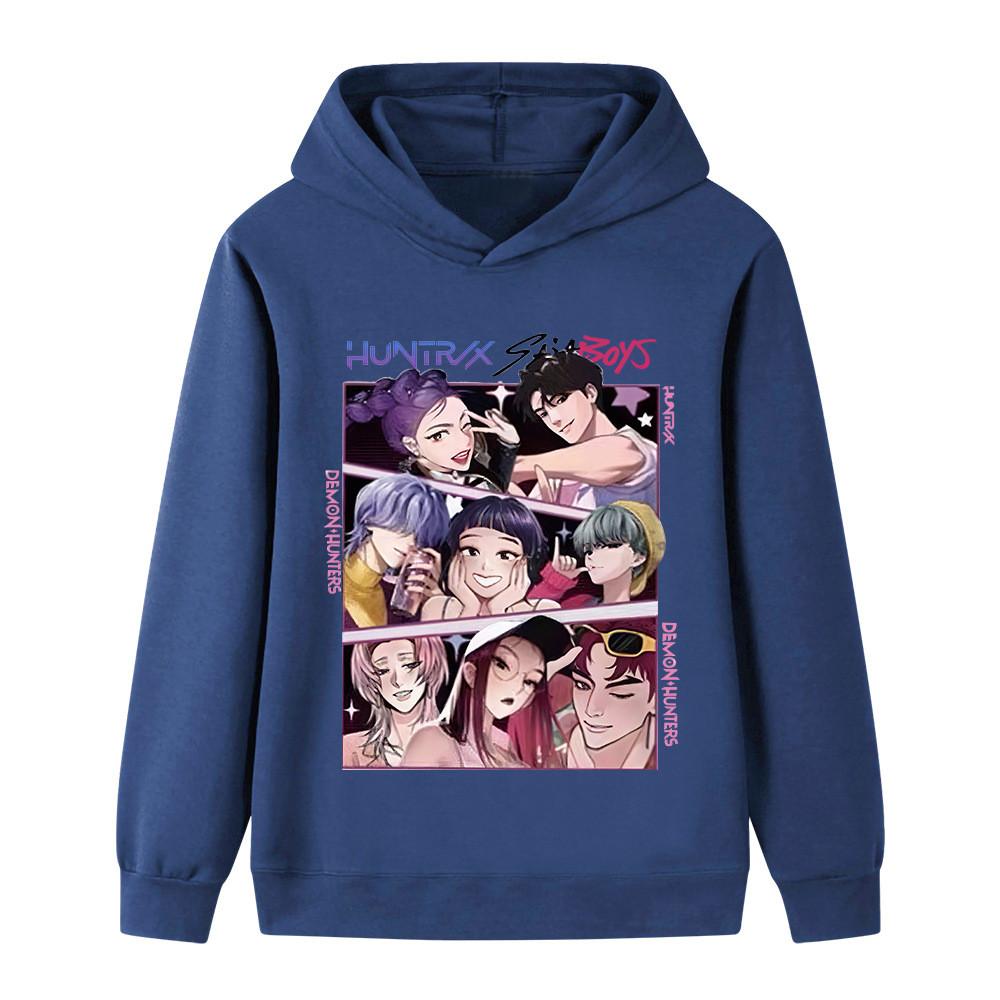 B1224 Kids Boys Girls Sajaboys Kpop Rumi Zoey Mira Print Long Sleeves Hoodie