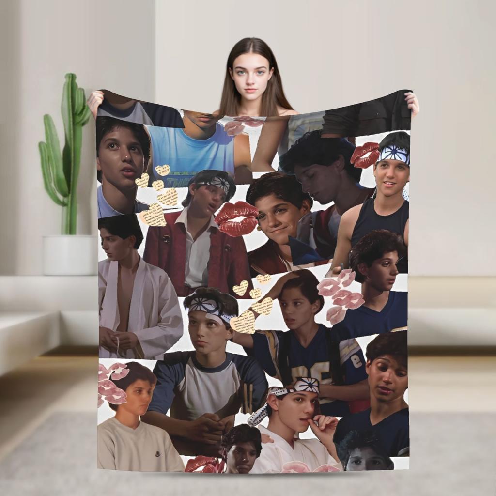 80s Ralph Macchio Limited Flannel Blanket Super Soft Throw Blanket for Couch Chair Camping Trend Bedspread Sofa Bed Cover
