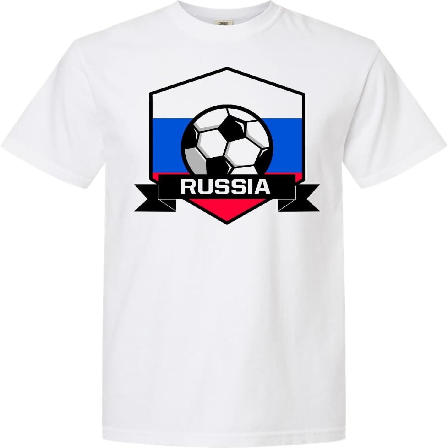 inktastic Soccer Russia Flag Banner Adult Premium T-Shirt S