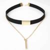 Fashion Choker Chain Strip Necklace Women Girls Double Chain Pendant Collar