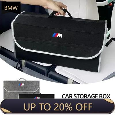2025 E46 For Car Trunk Storage Bag Leather Camping Box Collapsible Auto Emblem Organizer Accessories for BMW M Performance E