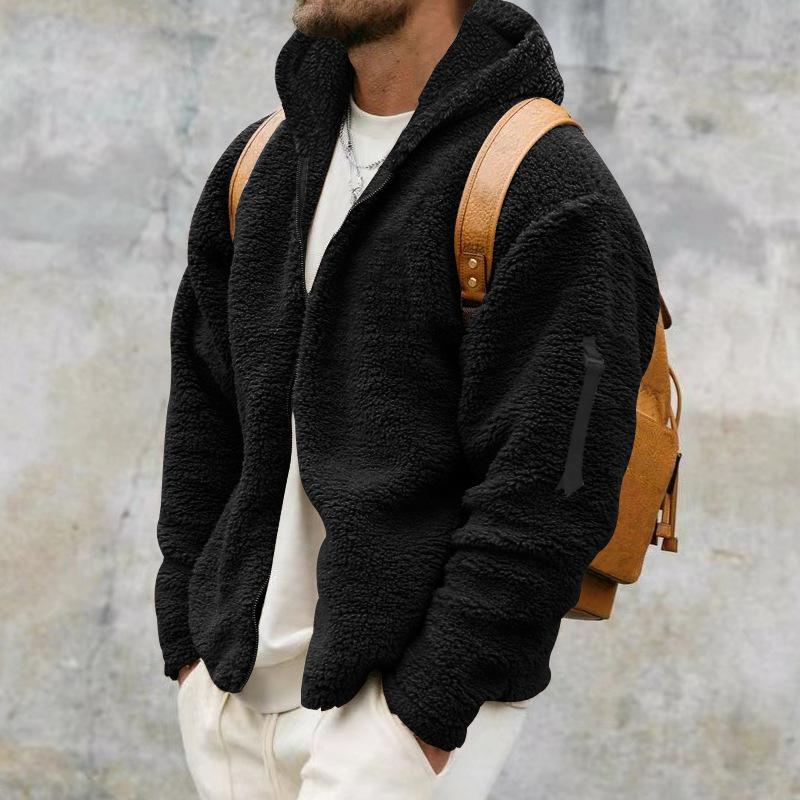 Herbst Winter Herrenjacke Doppelseitiges Fleece Warm Locker Mit Kapuze Windjacke Freizeitmantel Reißverschluss Sport Kapuzenjacken
