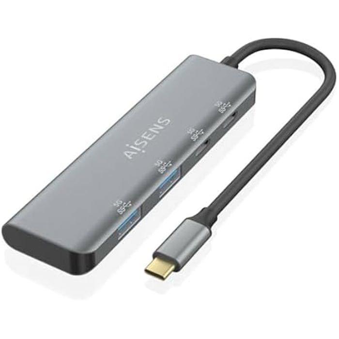 Hub usb - aisens - a109-0763 - gris - 6x11,5x4 cm - pratique et portable