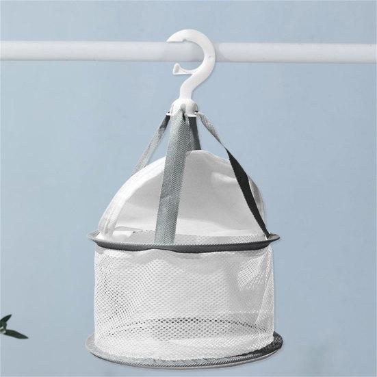 Folding Drying Net Large Capacity Good Ventilation Fine Holes Makeup Brush Drying Mesh Bag with Windproof Buckle Household Supplies