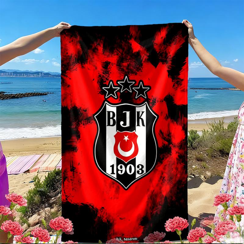 Besiktas J.K Print Beach Towel, Versatile Lightweight Absorbent Beach Towel for Pool Surf Yoga Bathroom, Perfect Birthday Holiday Gift
