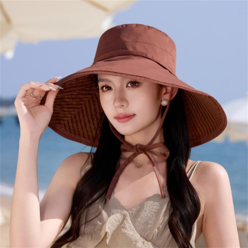 Large brim sun hat for women, uv protection, face covering, sun hat, foldable double-sided fisherman hat, sun hat