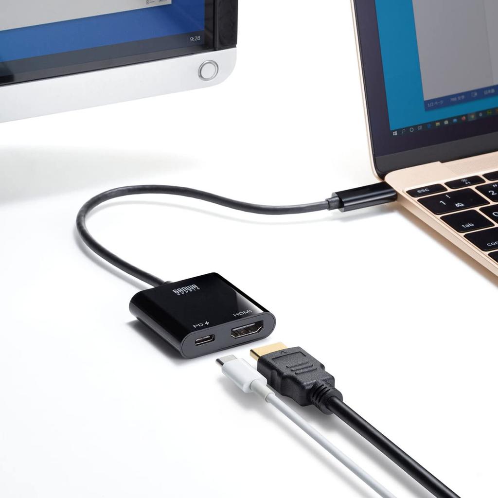SANWA SUPPLY USB Type C To HDMI Adapter Black (4K/60Hz/PD Compatible) AD-ALCPHDPD