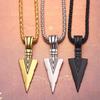 1Pc Arrow Head Pendant Necklace, Black Gold Silver Color Long Chain Jewelry for Women Men