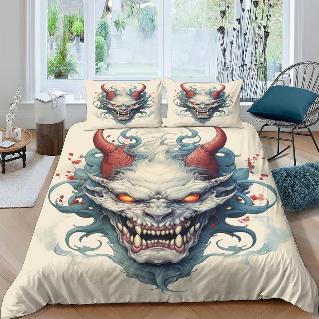 Devil Duvet Covers for Teens Adults Queen Size Quilt Covers Lightweight Down Room Decor 2 Pillowcases 1 Duvet Cover No Comforter