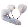 Metal Butt Plug with Fluffy Plush Animal Foxes Tail Ears Headband Set Cosplay Costume Props for Couples Game Sex Toy