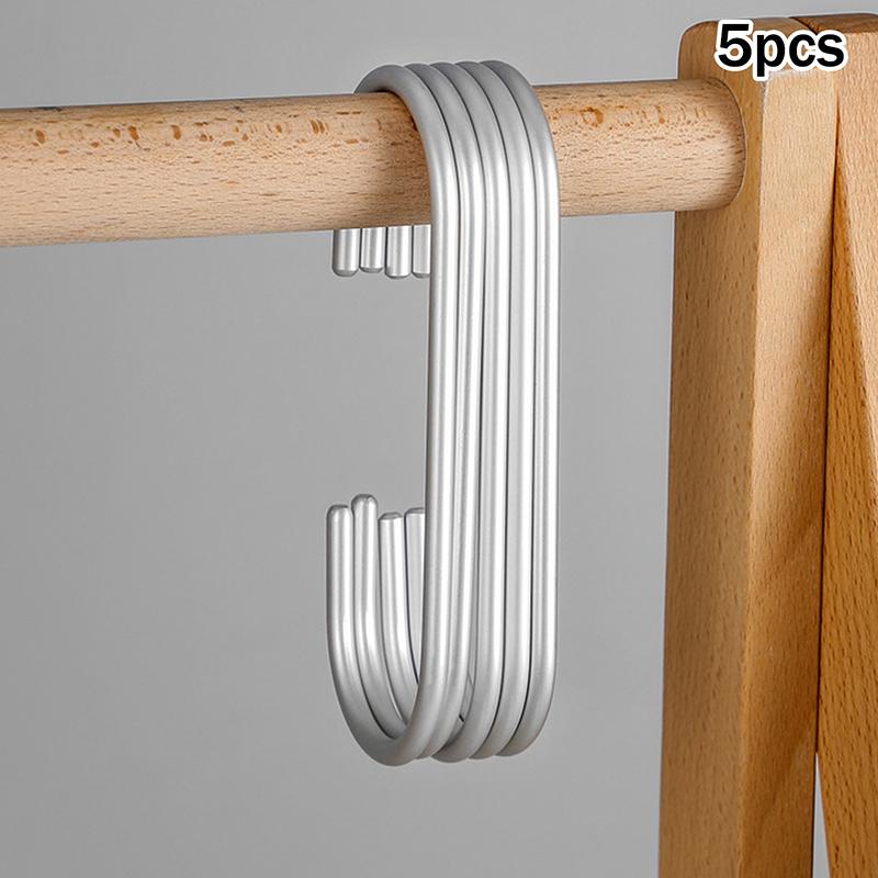 5Pcs C Shape Hooks For Closet,Gold/Silver Multi-Functional Hanging Metal Hook For Clothes Bags Hats,Closet Organizer System