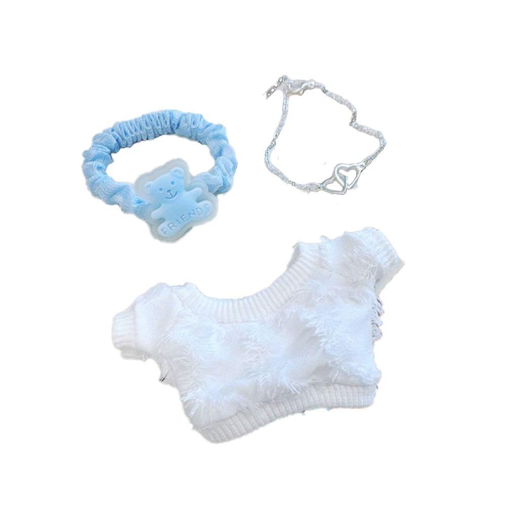 

10/20CM Doll Dopamine T-shirt Multicolor Miniature Tops Creative Doll Clothes Cotton Stuffed Doll white-10cm