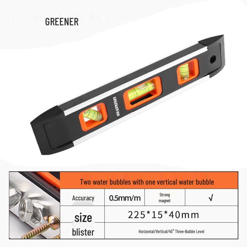 Green Forest High Precision Multifunctional Cast Aluminum Level Ruler for Household Decoration Measurements