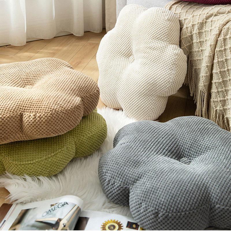 Modern Flower Cushion Floor Pillow Thick Back Cushion Tatami Meditation Seating Pouf For Living Room Yoga Bedroom Sofa Bench