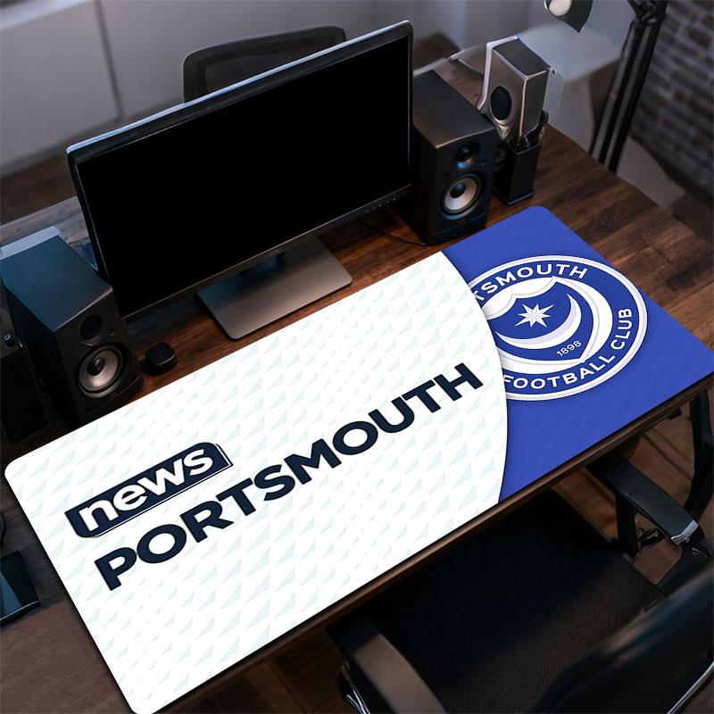 Portsmouth FC Art Mouse Pad, Large Gaming Desk Mat, Non-slip XXL Mousepad for Laptop & Tablet, Mini PC Playmat with Stitched Edges