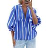New Summer and Autumn Striped Shirt with Puffed Sleeves and Loose Top for Women