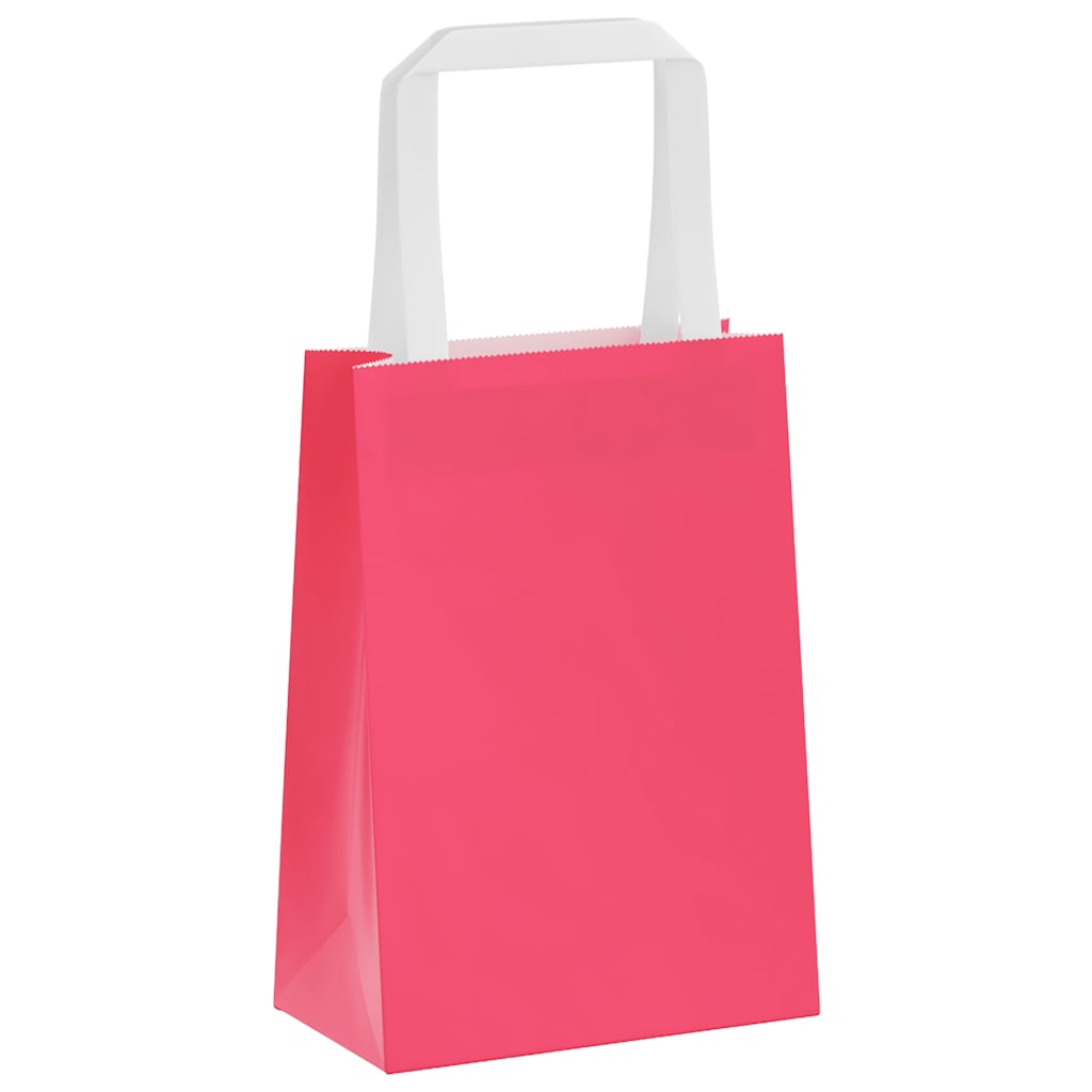 Paper Shopping Bags 250 Pcs with Handles Pink 15 X 8 X 21 Cm
