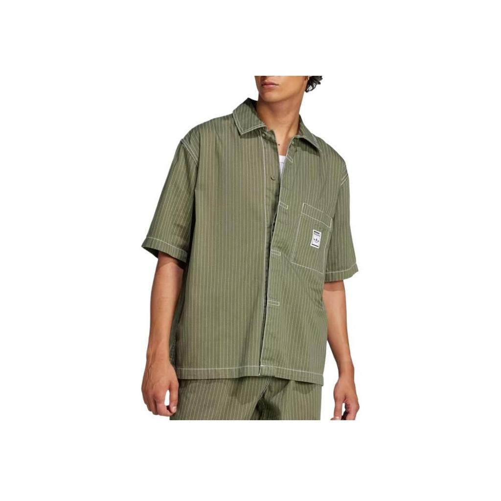 Adidas Originals Skin-Friendly Comfortable Durable Striped Polo Shirt Men Shirts Green JP4480