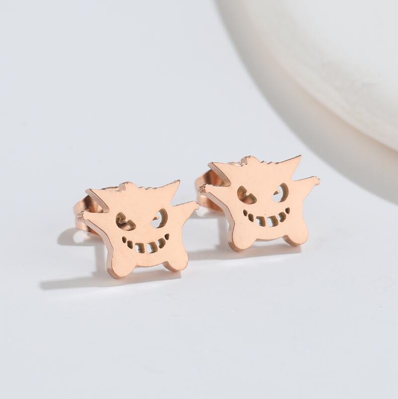 Halloween Bat Stainless Steel Stud Earrings - Minimalist Animal Design for Women, Vintage Christmas Mini Earrings