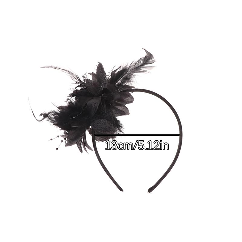 1Pcs Women Fascinator Hat Headband Flower Feather Mesh Yarn Cocktail Party Wedding Hair Accessories Head Decoration