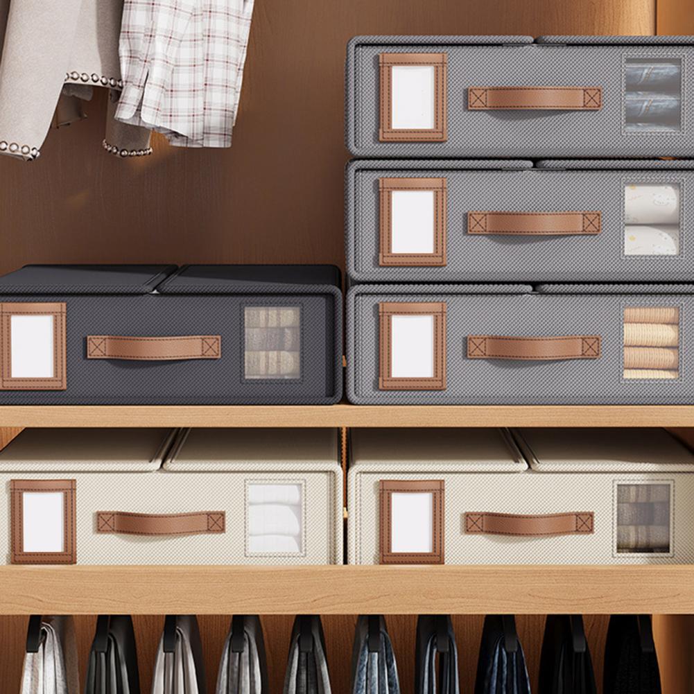 Foldable Sheet Storage Container Seasonal Clothing Organizer Capacity Sheet Organizer Storage Box with Window for Sheets