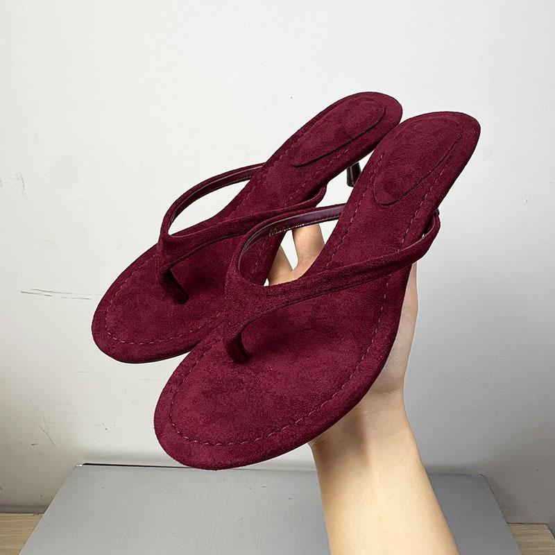 Fashion Fashion Round Toe Ladies Heeled Slippers Summer Slides Women Low Heel Slippers Female Flip flops Sandals Pumps Shoes Big Size 43
