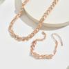 2Pcs/Set Women Jewelry Set Leaves Shape Rhinestone Inlaid Adjustable Length Necklace Bracelet Set Party Wedding Decor