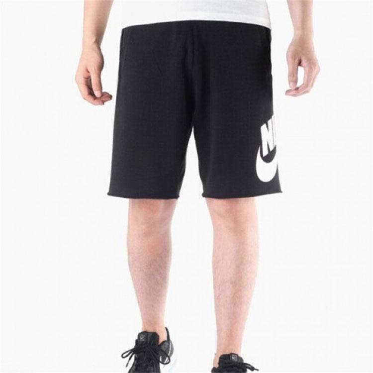 Nike Large Logo Print Drawstring Straight-Leg Sport Shorts Men Shorts Black AT5268-010