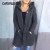 Plus Size Women Knit Sweater Hooded Cardigan Jacket Thickened Long Autumn Winter