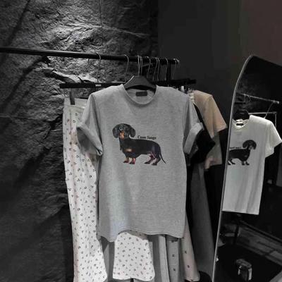 T-shirt Larga Retro con Grafica di Cane Taglie Forti Estiva 2025 per Donna