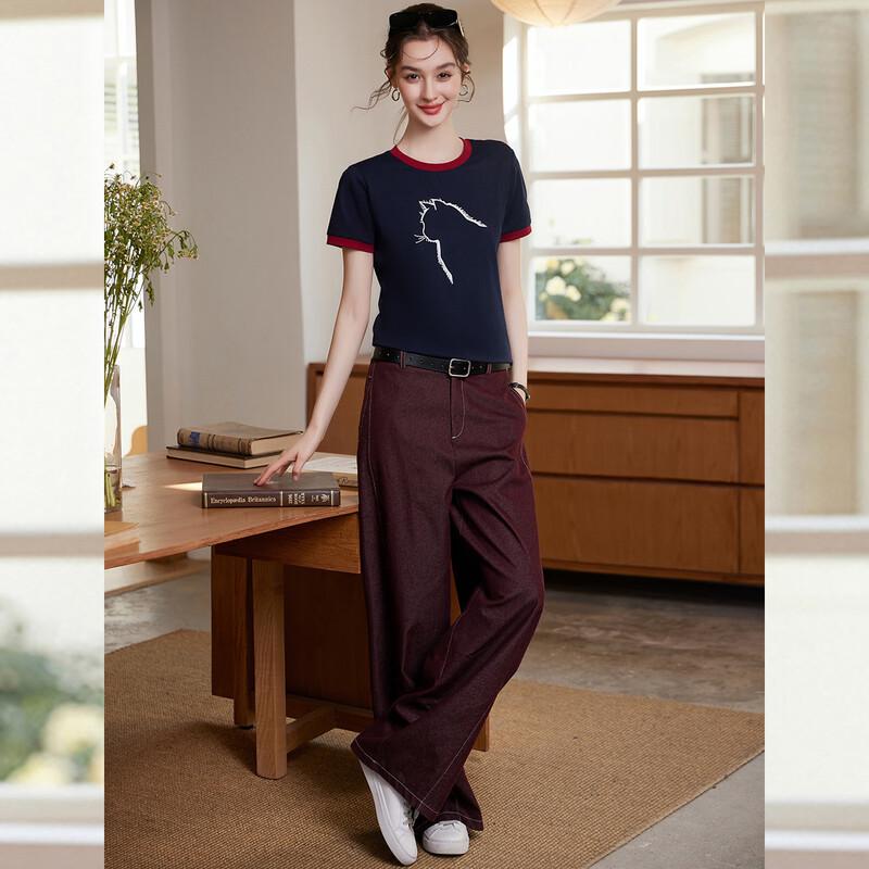 T-shirt da donna Bailuyu con stampa a contrasto