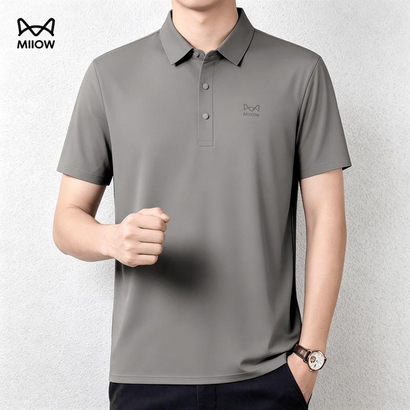 MIIOW Men's Ice Silk Quick-Dry Short Sleeve Polo Shirt