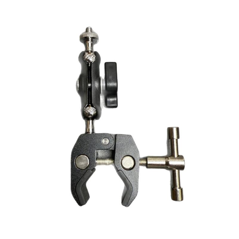 Aluminum Clamp With Double Ball Head Clamp 1/4inch Threaded Video Mount for Action Camera Monitor LED Light Accessories
