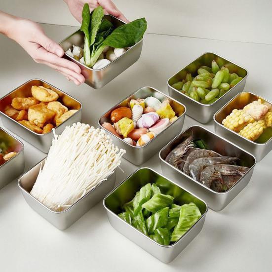 Stainless Steel Lunch Box with Lid Airtight Square Bento Box for Meal Prep Lunch Refrigerator Stackable Oven Safe Food Storage Container