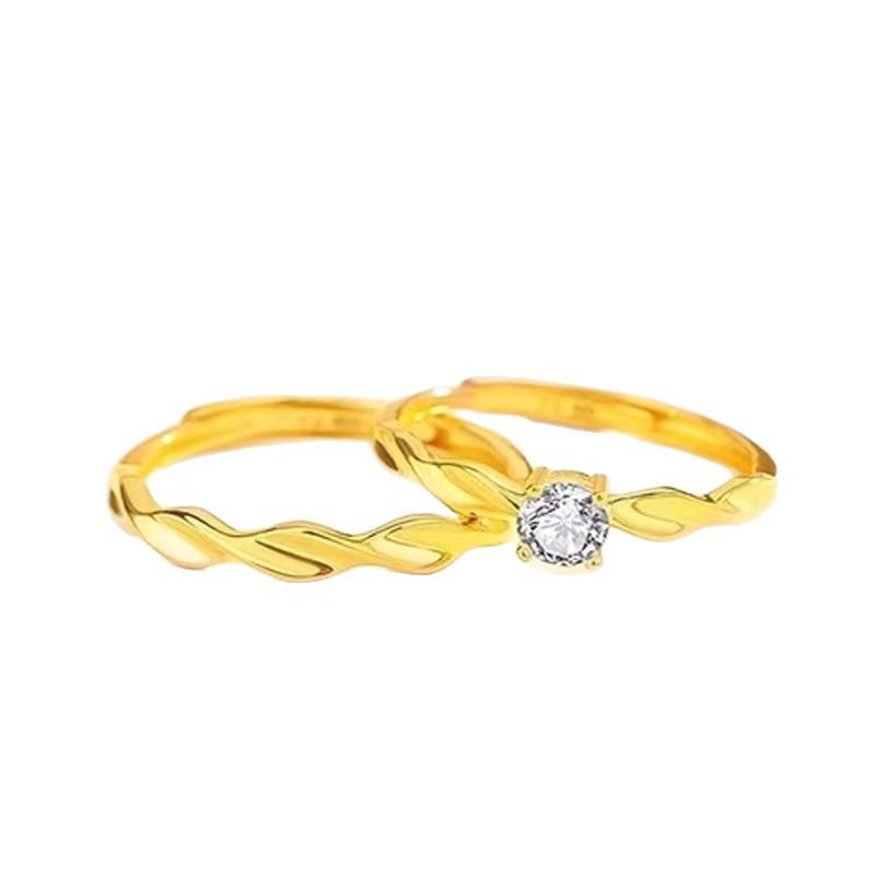 Korean Style Moebius Zircon Couple Rings for Men & Women - Simple, Elegant Open Design, Perfect Light Luxury Gift for Students.