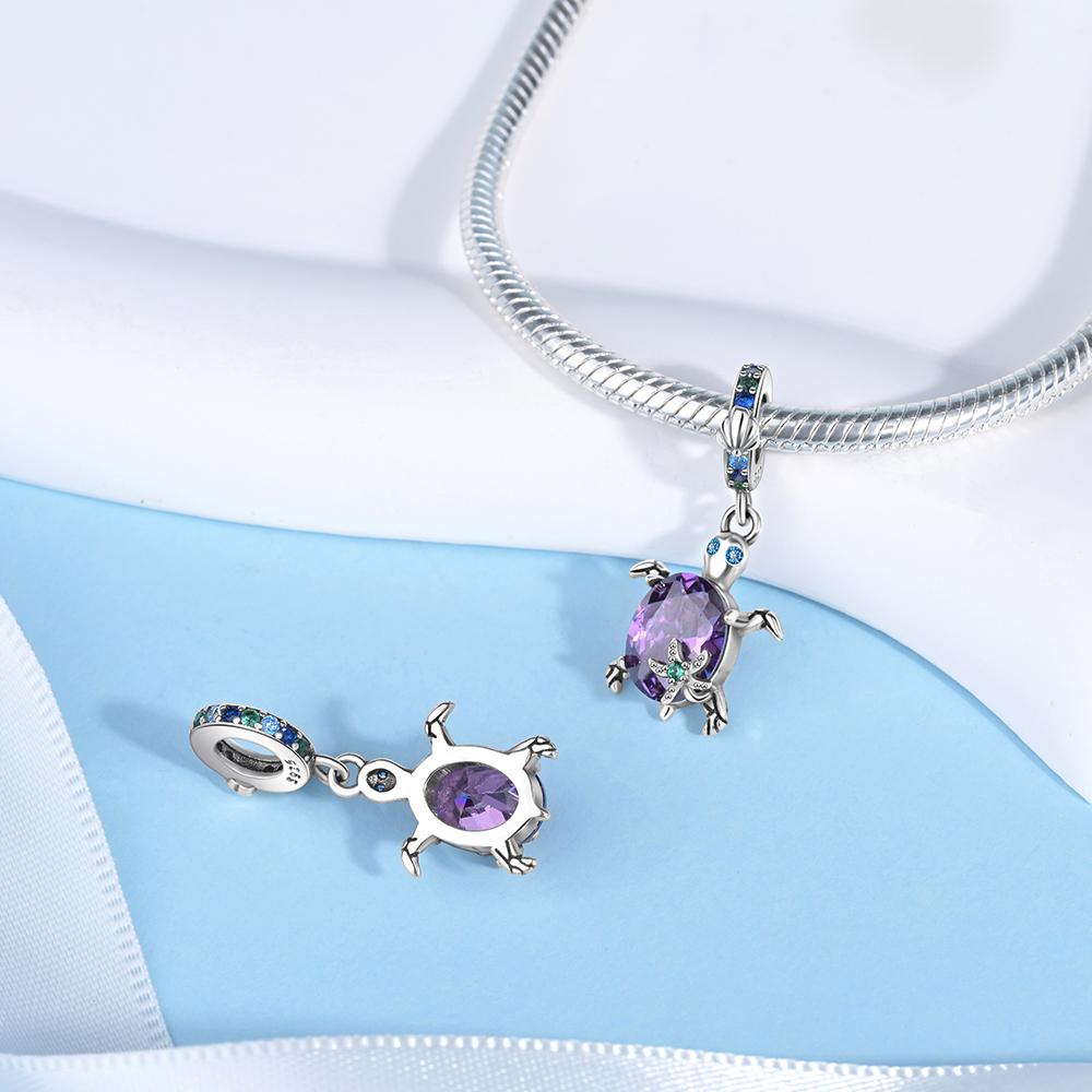 Copper Classic Purple Heart Shape Dragon Pegasus Butterfly Charms Beads Fit 3Mm Original Bracelet Diy Jewelry Gift