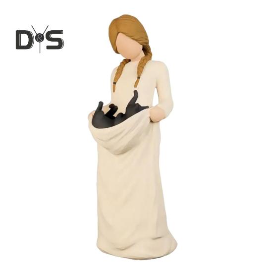 

Женская черная кошка, статуэтка черного котенка, статуэтка из смолы, скульптура для домашнего офиса, книжной полки, украшения для рабочего стола, памятные подарки в виде кошки белый