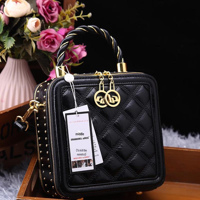 

Сумка через плечо Yuhua Stone Retro Tofu Diamond — маленькая, стильная, высококачественная, для поездок на работу. чёрный