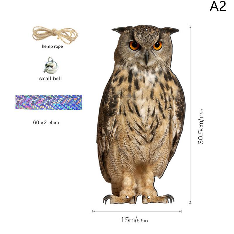 With Bells Bird Repel Owl Scarecrow Rectangle Hanging Fake Bird Scare Device Waterproof Bird Repeller Scare Birds Away Decor