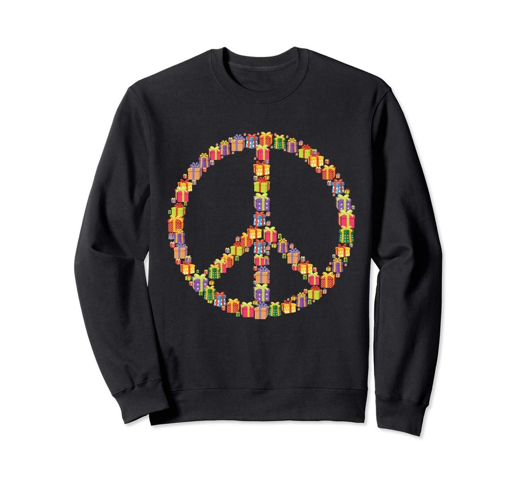 Christmas Peace Sign Santa Claus Retro Hippie Happy Holidays Sweatshirt