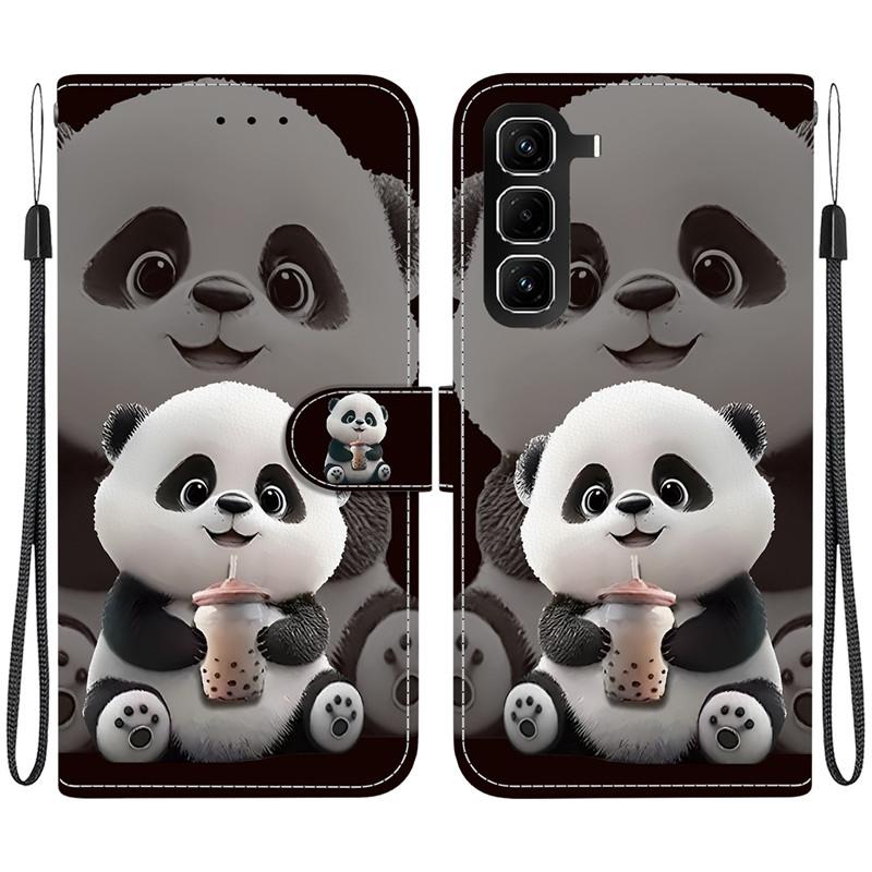 Animal Case Lion Panda Leather Phone Cover For Infinix Hot 50 50i 50Pro Note 50 Pro Plus 4G 5G Wallet Flip Card Magnetic Cases