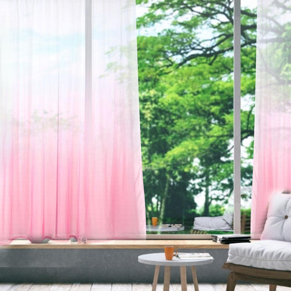 

Gradient Sheer Rod Pocket Window Curtain Bedroom Balcony Drape Curtain(Pink Gradient)