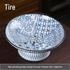 Blue & White Porcelain High-Footed Fruit Bowl for Tea Room or Coffee Table
