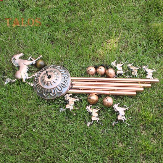 Metal Wind Chimes Handmade Running Horse Wind Chime Retro Wind Chime with Bells for Home Indoor Garden Patio Yard Decor
