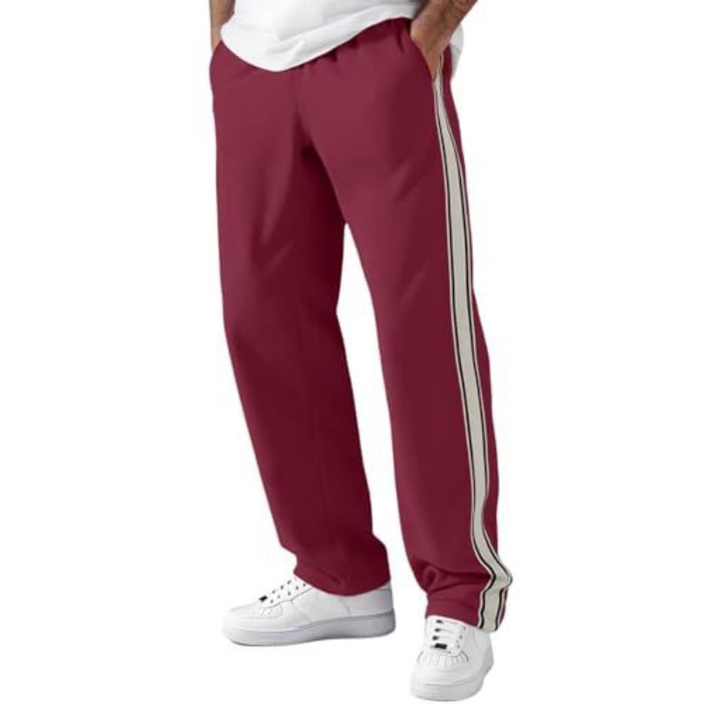 Men's Striped Casual Sweatpants Lightweight Drawstring Waist Gym Trousers