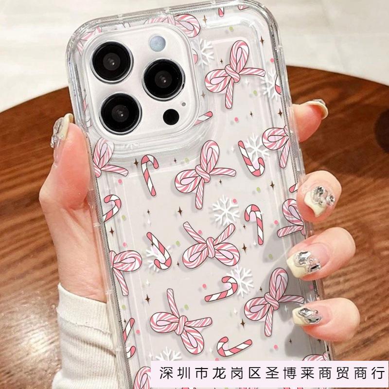 Snow pollen bow is suitable for iPhone16Pro mobile phone case 15 Apple 14Pro Europe and America 13 transparent 12 airbag