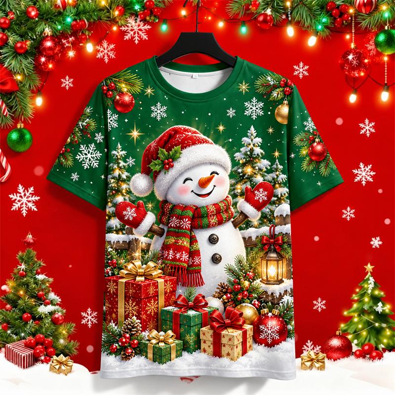 Neues Mode-Weihnachtsbaum-T-Shirt für Männer Frauen 3D-Druck Kurzarm 2026 Xmas-Thema Grafik-T-Shirt Unisex Lässig Festliches Geschenk